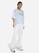 Футболка хлопковая длинная женская Adidas House Of Tiro Graphic T-Shirt KB7171 XS Glow Blue (4068814242593) - изображение 3