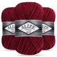 Упаковка Alize Super Lana Maxi, Бордо №57, 3шт - товста напіввовняна пряжа для шапок, шарфів і снудів - Алізе Супер Лана Максі 100г/100м - зображення 1