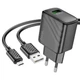 Мережевий зарядний пристрій з кабелем HOCO CS21A Rich single port QC3.0 charger set(Micro)(EU) Black - зображення 1
