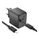 Мережевий зарядний пристрій Hoco CS16A 20W 1USB-C 1Lightning чорний для швидкого заряджання 100-240V - зображення 8
