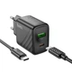 Мережевий зарядний пристрій Hoco CS23A 30Вт 2USB Type-C чорний для смартфонів та планшетів 100-240V - зображення 3