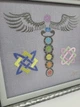 Картина оберіг Кадуцей, Зірка Сварога і Зірка Лади 28×28 см на сірому льоні (NF0116) - изображение 2