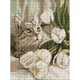 Алмазная мозаика "Зеленоглазый кот с тюльпанами" 30х40 см (TS01091996289738) - изображение 1