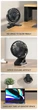 Вентилятор акумуляторний на прищіпці, 720° Rotating, Hanging Clip, Fan, Night Light, 300mAh, 4W, Blue - зображення 10