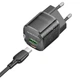 СЗУ Borofone BN17 Sunlight PD20W+QC3.0 (1USB-A/1C) + кабель Type-C to Type-C Transparent black - изображение 3