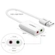 Звукова карта USB AUX jack, TRRS (Mic + Ear), ALC4042 15cm Ugreen Біла US205 - изображение 4