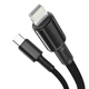 Кабель Baseus High Density Braided Fast Charging Data Cable Type-C to Lightning PD 20W 1м (CATLGD-01) Black - зображення 4