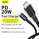 Кабель Baseus High Density Braided Fast Charging Data Cable Type-C to Lightning PD 20W 1м (CATLGD-01) Black - зображення 10