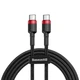 Кабель Baseus Cafule Flash Charging Data Line Cable Type-C to Type-C PD 2.0 QC 3.0 60W 20V 3A 2м (CATKLF-H91) Black/Red - зображення 1