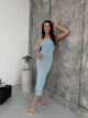 Трикотажное платье макси One size Голубое (1055) - изображение 9