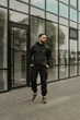 Мужской демисезонный костюм Windrunner Jacket & President: влагостойкая ветровка и мембранные брюки, защита от ветра и дождя чёрный/L - изображение 1