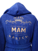 Халат женский с капюшоном махровый натуральный синий с вышивкой мама бабушка 42 - изображение 3