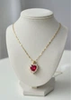 Цепочка женская с кулоном сердцем с красным камнем Fashion Jewelry Золотистая 19403 - изображение 2