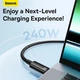 Кабель швидкого заряджання Type-C to Type-C Baseus Tungsten Gold 240W PD3.1 1m Fast Charging Data Cable, чорний - зображення 6