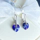 Серебряные серьги сердце с кристаллами Swarovski синий хамелеон, родированные (5004) - изображение 5