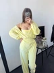 Стильный велюровый спортивный костюм женский тройка (боди, штаны, кофта) 44-46 лимонный (желтый) - изображение 6