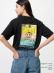 Футболка хлопковая оверсайз длинная женская Uniqlo 666286036 XS Черная с принтом (1159855707) - изображение 3