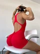 Женский спортивный комбинезон для фитнеса на молнии шортиками, Shadow Fit, (красный), S - изображение 3