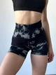 Шорты с пуш ап спортивные женские для фитнеса, бесшовные, Tie-Dye, (черный), S - изображение 1