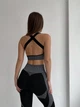 Спортивный костюм для фитнеса женский, комплект тройка - лосины, топ, рашгард, Euphoria, (черно-серый), L - изображение 5