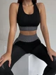 Спортивный костюм для фитнеса женский, комплект тройка - лосины, топ, рашгард, Euphoria, (черно-серый), L - изображение 7