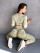 Спортивный костюм для фитнеса женский, комплект - рашгард и лосины с пуш-ап, Wild Acid, (зеленый), L - изображение 5