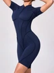 Женский спортивный комбинезон для фитнеса на молнии со спинкой и швами, Sculpt Line, (темно-синий), S - изображение 5