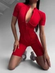 Женский спортивный комбинезон для фитнеса на молнии со спинкой и швами, Sculpt Line, (красный), L - изображение 1