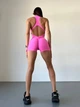 Женский спортивный комбинезон для фитнеса на молнии шортиками, Shadow Fit, (розовый), S - изображение 5