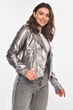 Куртка-косуха женская из экокожи серебристого цвета Fashion размер 40-42 (210824) - изображение 2