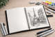 Скетчбук для эскизов, блокнот для рисования 30 листов, 160 г/м² Sketch Book CLBZ-003-16K на спирали - изображение 3