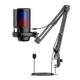 Мікрофон для стриму з USB та RGB підсвічуванням чорний ME6S-35-RGB з шумозаглушенням на струбціні - зображення 3