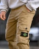 Брюки джоггеры мужские Stone Island бежевый ВТ5351, стрейч коттон, карго карманы, манжеты резинка 34 - изображение 5