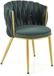 Стілець для кухні та вітальні Halmar K517 зі золотим каркасом Темно-зелений (5905248126350) - зображення 10