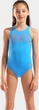 Купальник слитный для девушек Arena GRAPHIC SWIMSUIT V BACK голубой Дит 128 см - изображение 1