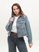 Джинсовая куртка женская синяя укороченная 574-63-T XS - изображение 8
