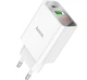 Зарядное устройство Hoco C100A USB QC3.0 / Type-C (PD) 20W быстрая зарядка с дисплеем - White - изображение 1