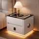 Смарт тумба приліжкова QYJXF02 47×39×48 см, бездротова зарядка, Bluetooth, LED підсвітка, кодовий замок, біла - зображення 5