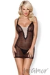 Сорочка Obsessive 811-CHE-1 chemise S/M Черно-бежевая - изображение 1