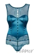Корсет с кружевом Obsessive Miamor corset S/M Бирюзовый - изображение 3