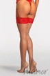 Чулки под пояс с красной коронкой Obsessive Matildea L/XL Natural/red - изображение 2