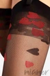 Панчохи під пояс із принтом Серечки Fiore ALICE 20 den 2 Nero/Red - зображення 2