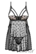 Прозрачный бебидолл с открытым бюстом и трусиками Obsessive Heartia babydoll S/M Черный - изображение 3