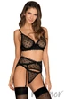 Комплект с широким поясом для чулок Obsessive Astralya set L/XL Черный - изображение 1