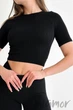 Футболка кроп-топ в рубчик InSecret Crop T-Shirt Ribbed Black S/M Черная - изображение 2