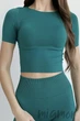 Топ безшовний з короткими рукавами Giulia Crop T-Shirt HARBOR BLUE S/M Смарагдовий - зображення 1