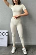Футболка кроп-топ в рубчик InSecret Crop T-Shirt Ribbed Arctic Wolf S/M Молочна - зображення 1