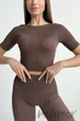 Футболка кроп-топ в рубчик InSecret Crop T-Shirt Ribbed Deep Taupe L/XL Тауп - изображение 1