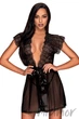 Халатик-пеньюар с кружевом Obsessive Romanesa peignoir L/XL Черный - изображение 1