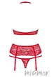 Комплект білизни з поясом Obsessive 838-SEG-3 S/M Червоний - зображення 4